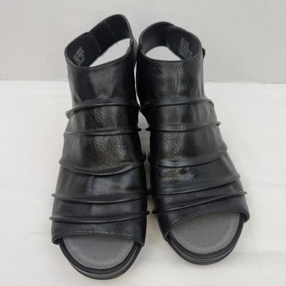 Croft & Barrow Animation Black Wedge Sandals Ortholite Pleated Womens 10 Med